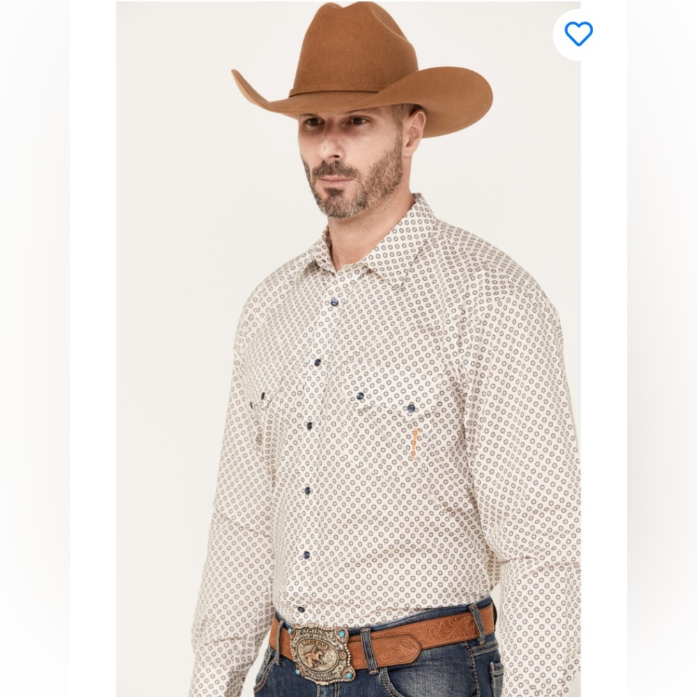 ✨ Resistol Princeton snap medallion printed button up shirt.